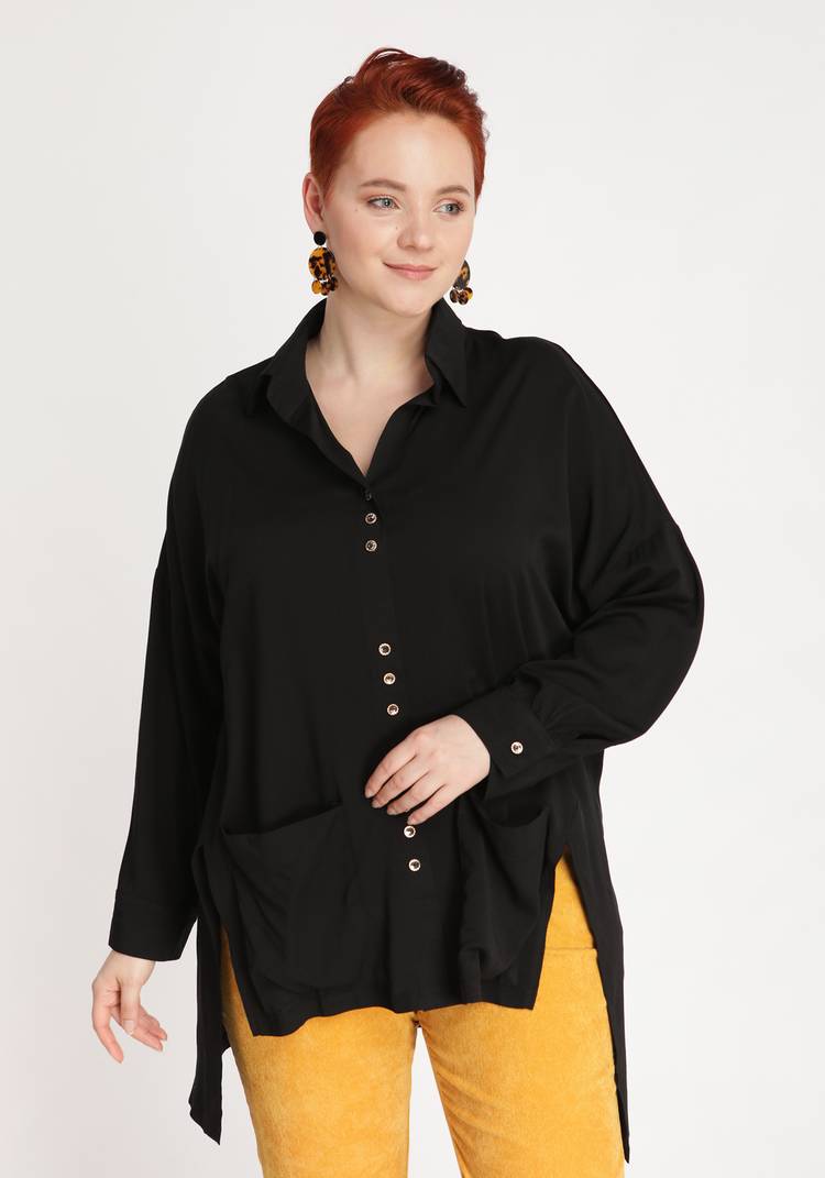 Блуза на пуговицах с карманами шир.  750, рис. 5