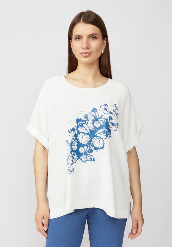 Комплект с ярким принтом на блузе шир.  580, рис. 9