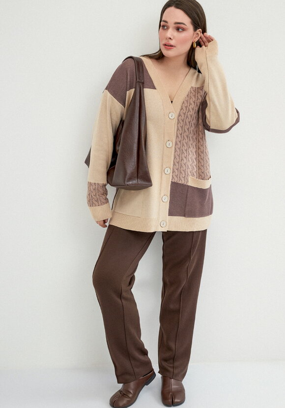 Кардиган с разноцветными вставками шир.  580, рис. 2