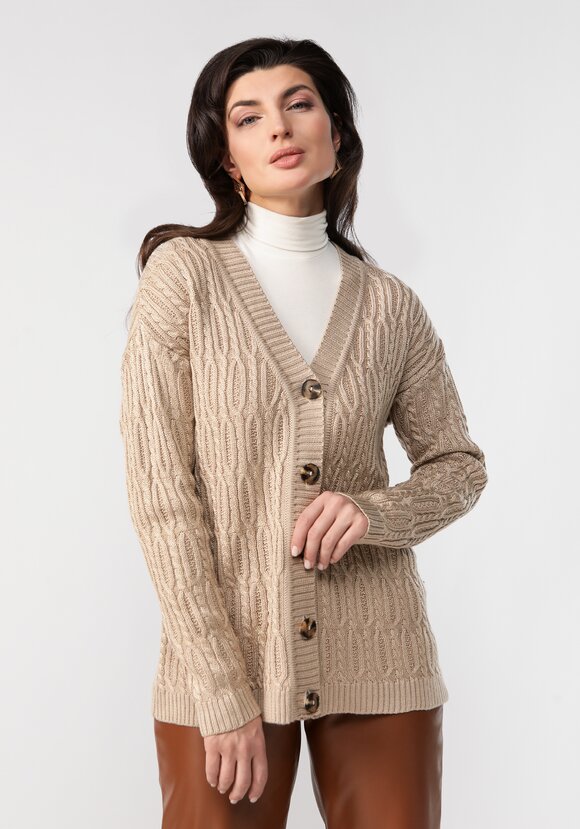 Кардиган удлиненный с объемными косами шир.  580, рис. 1