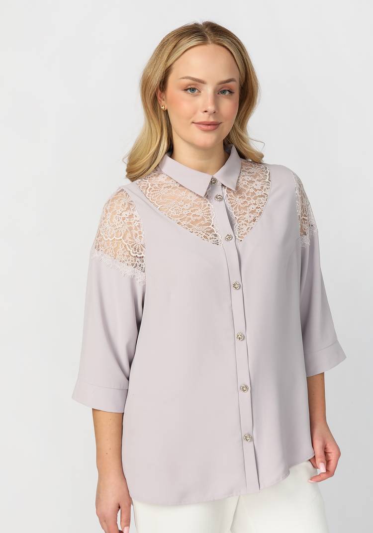 Блуза с кружевом Патриция шир.  750, рис. 1