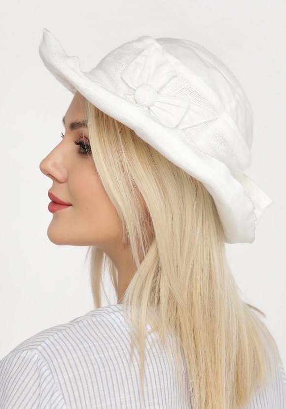 Шляпка из льна с бантом сзади шир.  580, рис. 5