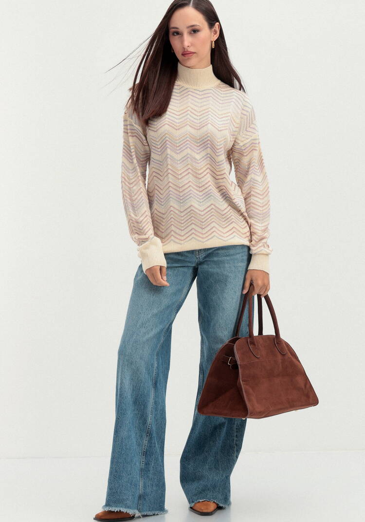 Свитер с высоким горлом и принтом зигзаг шир.  750, рис. 16