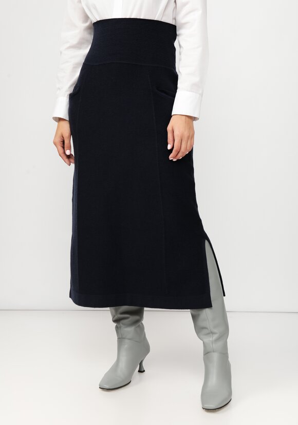 Юбка вязаная с высоким поясом шир.  580, рис. 1