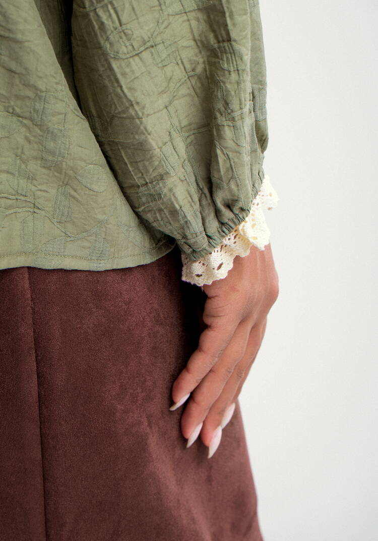 Блуза с отделкой кружева Аниса шир.  750, рис. 14