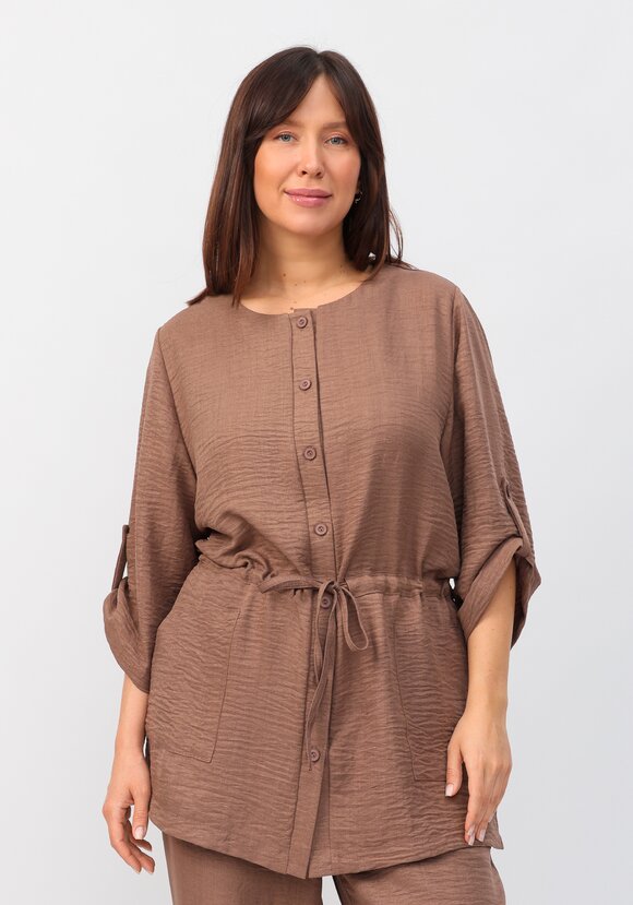 Кардиган на пуговицах с кулиской по талии шир.  580, рис. 1