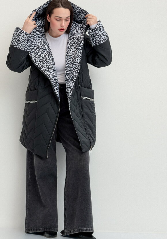 Куртка стеганая с анималистичным принтом шир.  580, рис. 19