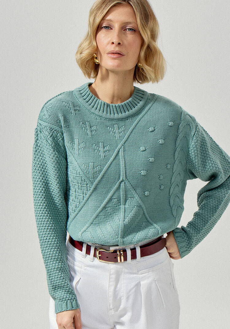 Джемпер с комбинированным фактурным рисунком шир.  750, рис. 11