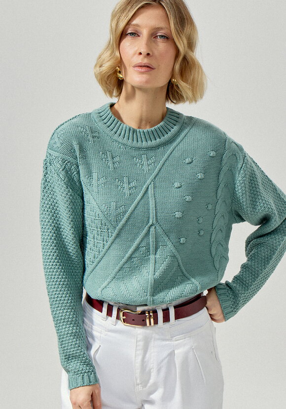 Джемпер с комбинированным фактурным рисунком шир.  580, рис. 11