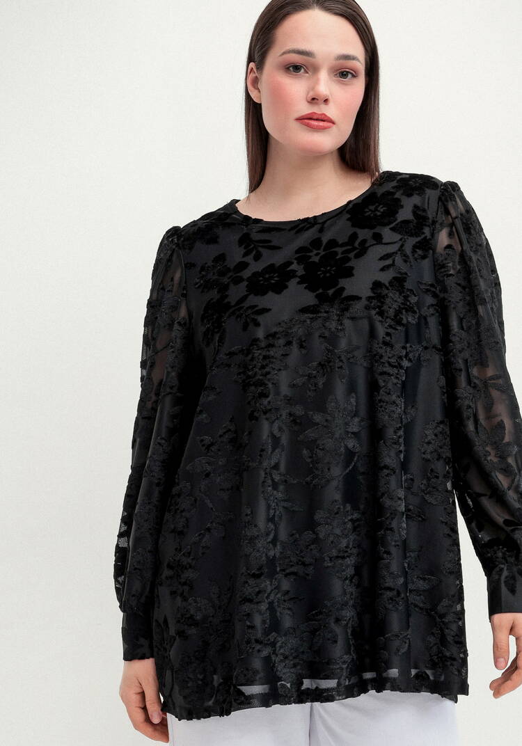 Блуза с цветами из бархата шир.  750, рис. 21