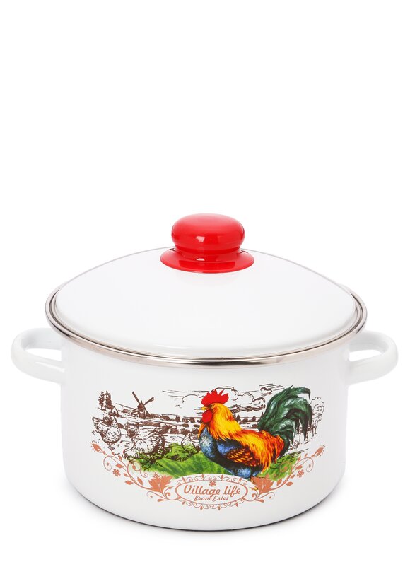 Эмалированная кастрюля с крышкой Петушок шир.  580, рис. 7