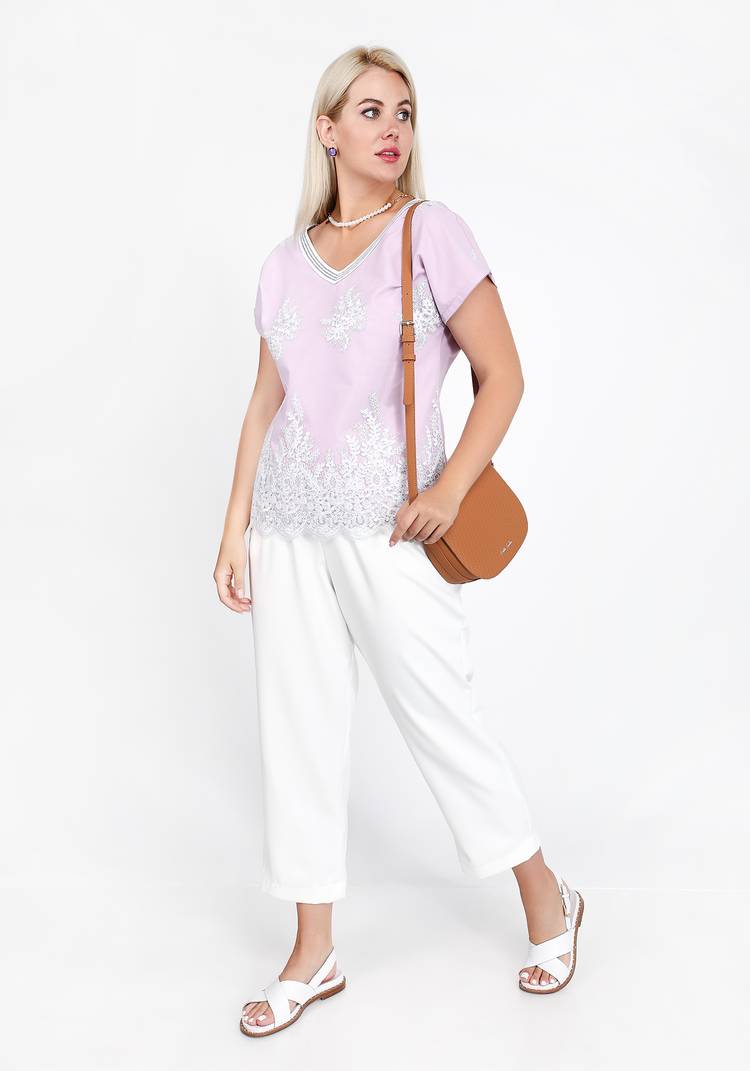 Блуза свободная с кружевной вставкой шир.  750, рис. 11