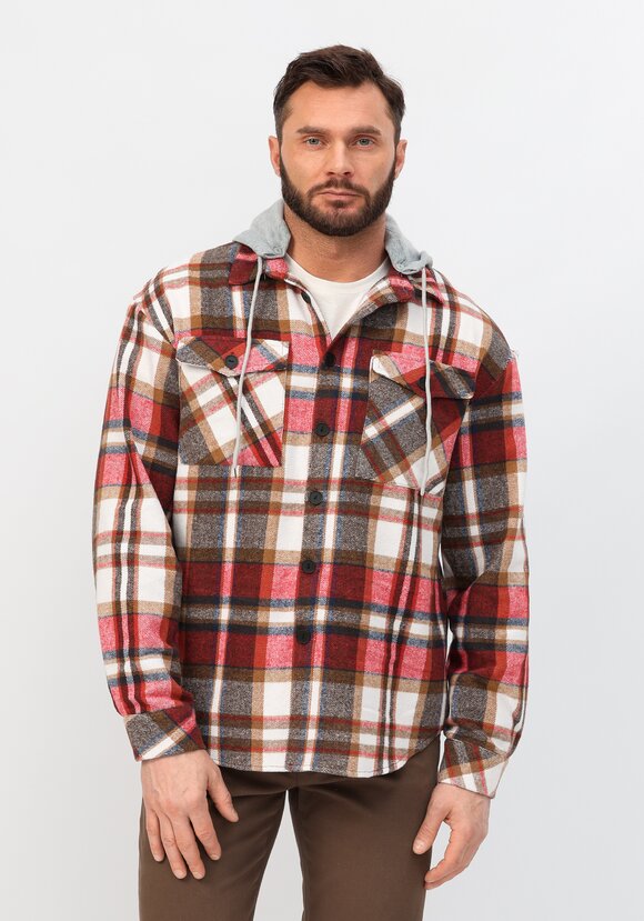 Рубашка с капюшоном в клетку шир.  580, рис. 1