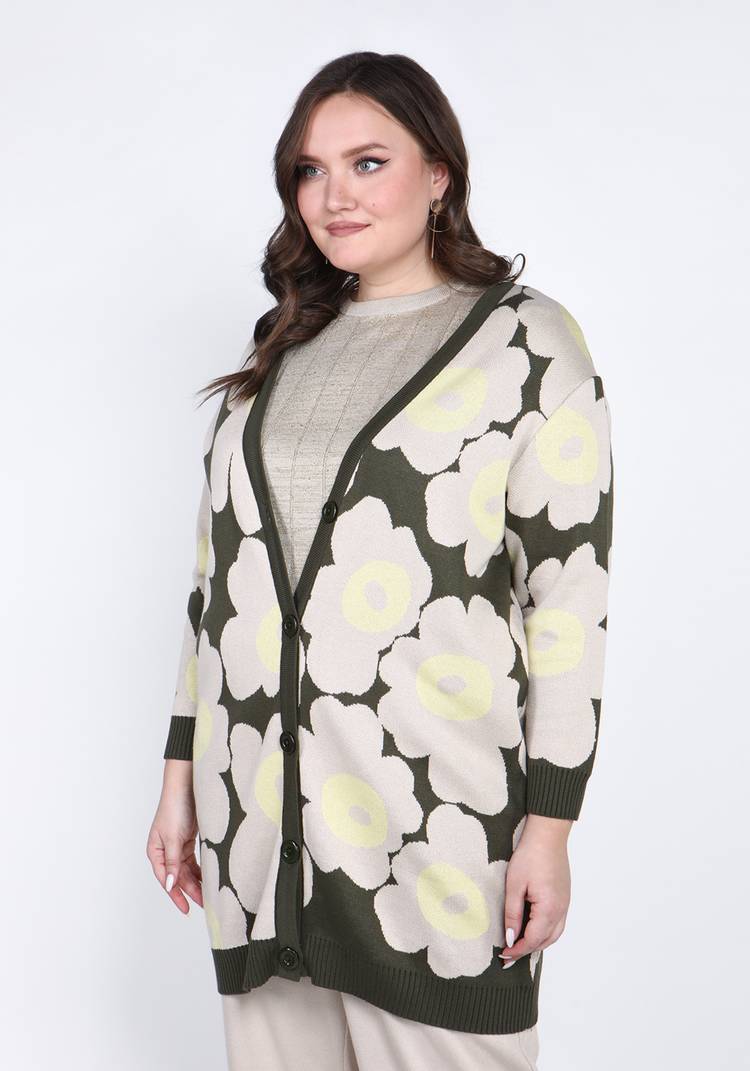 Кардиган с цветочным орнаментом на пуговицах шир.  750, рис. 5