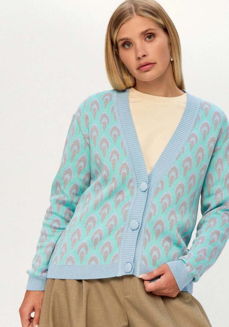 Кардиган с рисунком по стану и рукавам шир.  750, рис. 29