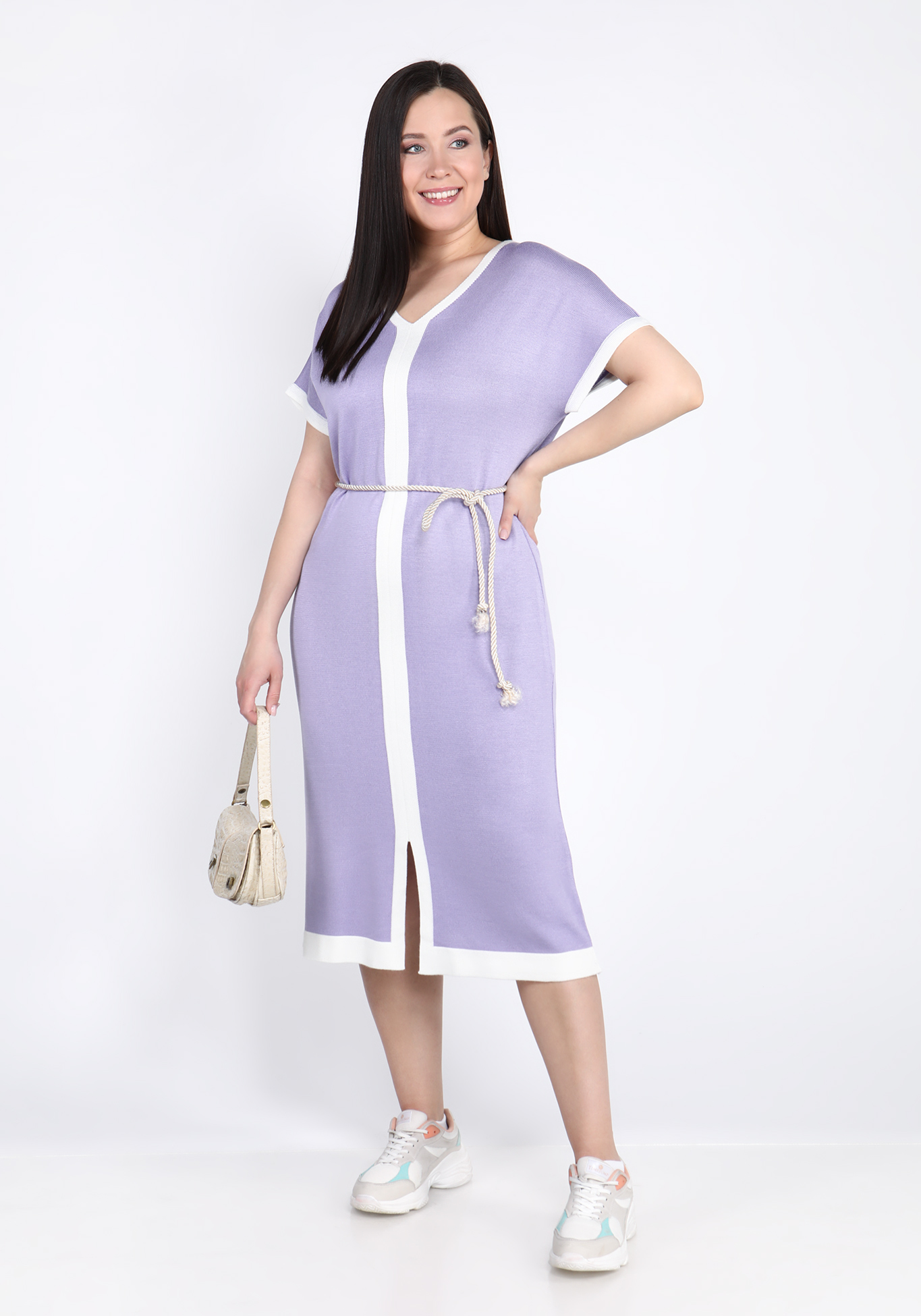 Платье с контрастной отделкой Vivawool, размер 48, цвет сиреневый - фото 1