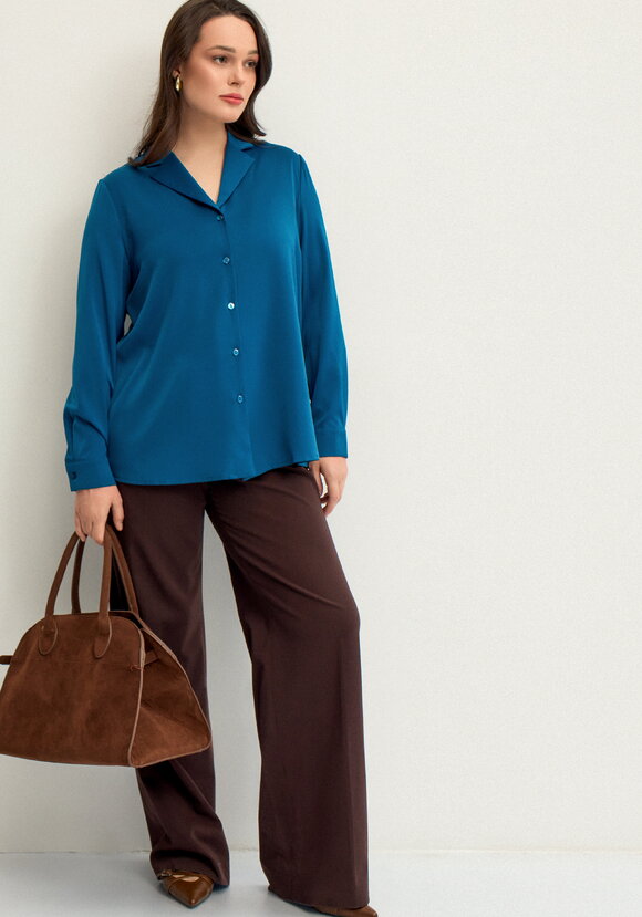 Блуза шелковая с отложным воротом шир.  580, рис. 10