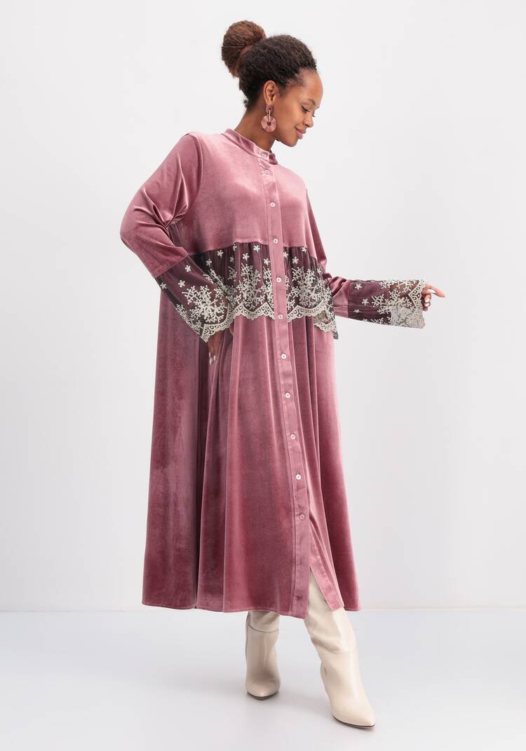 Платье бархатное с кружевом по кокетке шир.  750, рис. 8