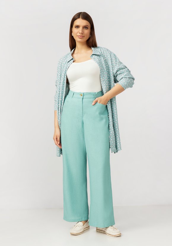 Брюки палаццо из льняной ткани шир.  580, рис. 2