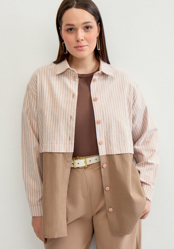 Рубашка с отрезной кокеткой в полоску шир.  580, рис. 1