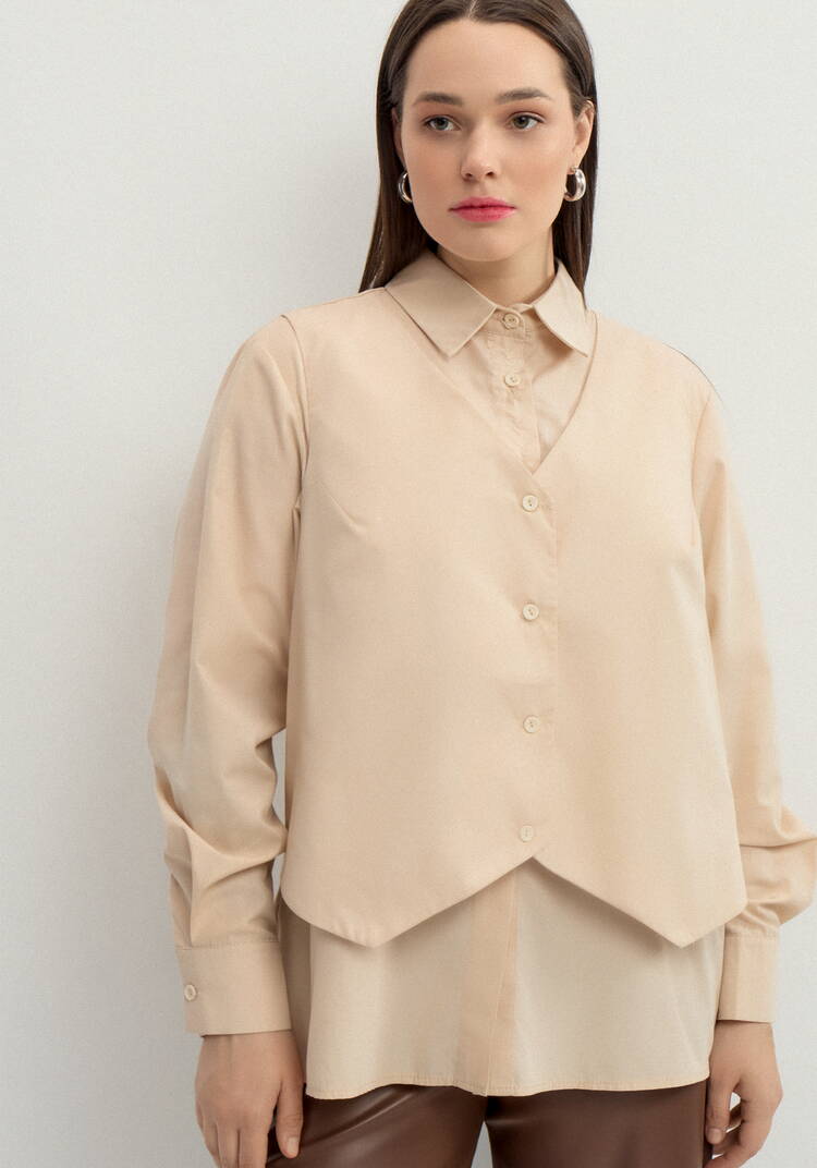 Блуза с имитацией жилетки свободного кроя шир.  750, рис. 13