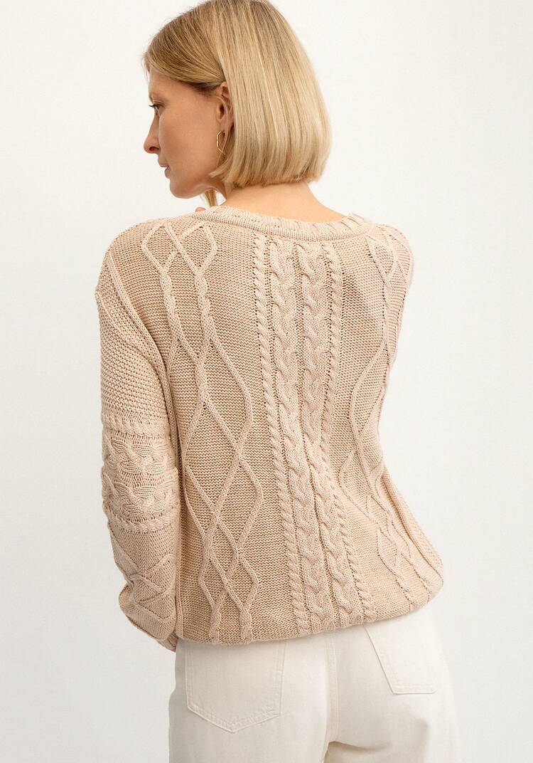 Джемпер женский с рисунком косы и араны шир.  750, рис. 29