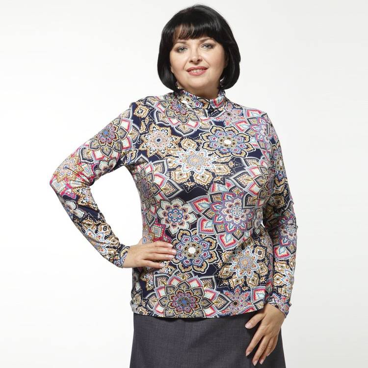 Блуза с оригинальным воротом и принтом шир.  750, рис. 5