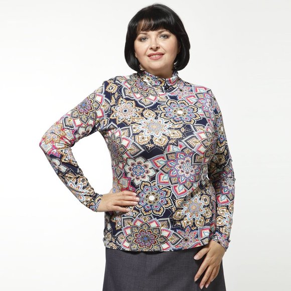 Блуза с оригинальным воротом и принтом шир.  580, рис. 5