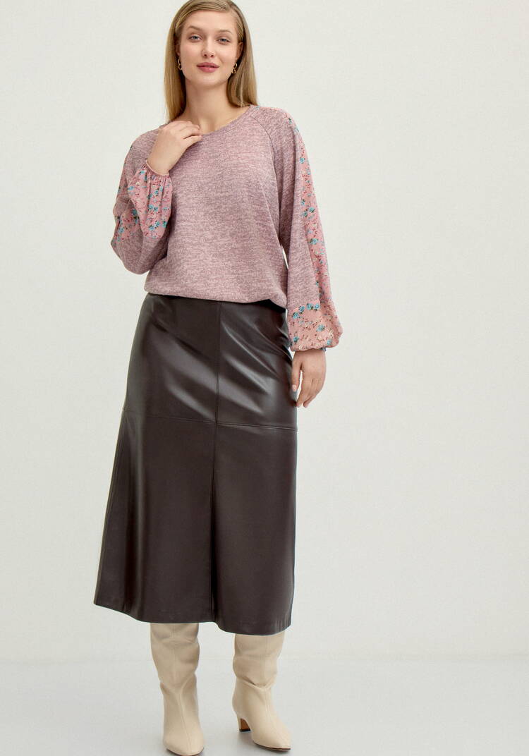 Джемпер с цветочными вставками по рукавам шир.  750, рис. 14