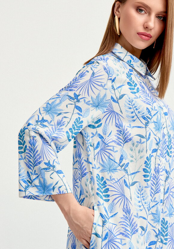 Платье-рубашка изо льна с принтом шир.  580, рис. 14