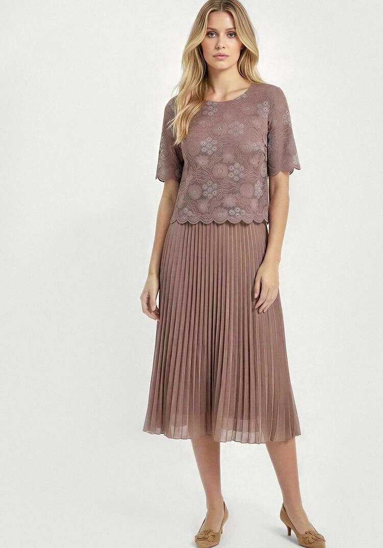 Платье комбинированное с ажурной тканью шир.  750, рис. 4