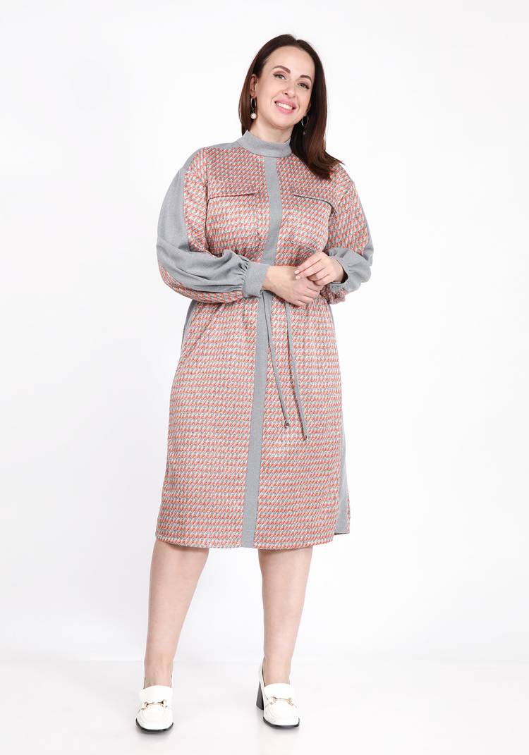 Платье комбинированное прямого кроя шир.  750, рис. 1