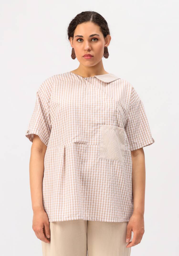 Блуза оригинального дизайна и свободного кроя шир.  750, рис. 4