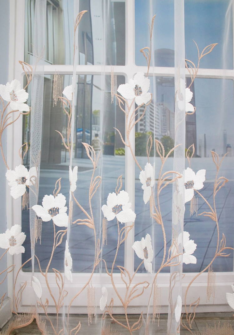 Тюль с вышивкой Белый цветок шир.  750, рис. 3