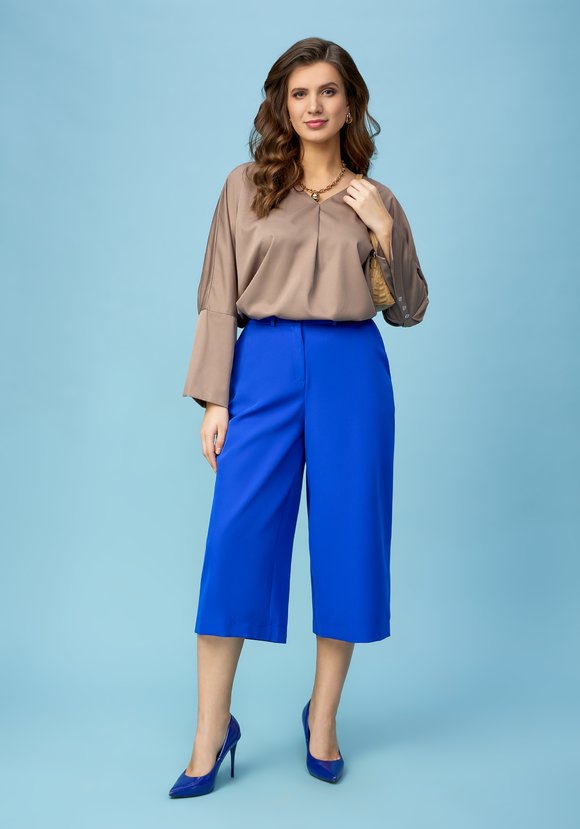 Брюки-кюлоты однотонные широкие шир.  580, рис. 16