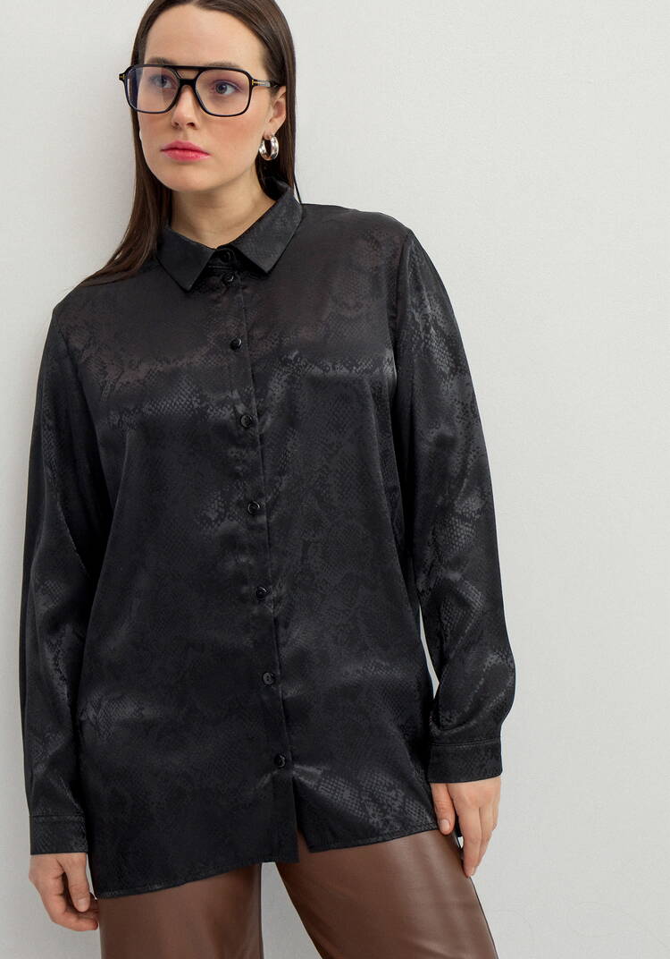 Блуза из шелка со змеиным принтом шир.  750, рис. 18