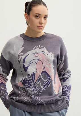 Джемпер с цветочно-абстрактным принтом