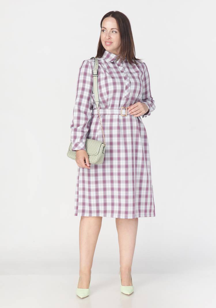 Платье прямое в клетку с поясом шир.  750, рис. 7