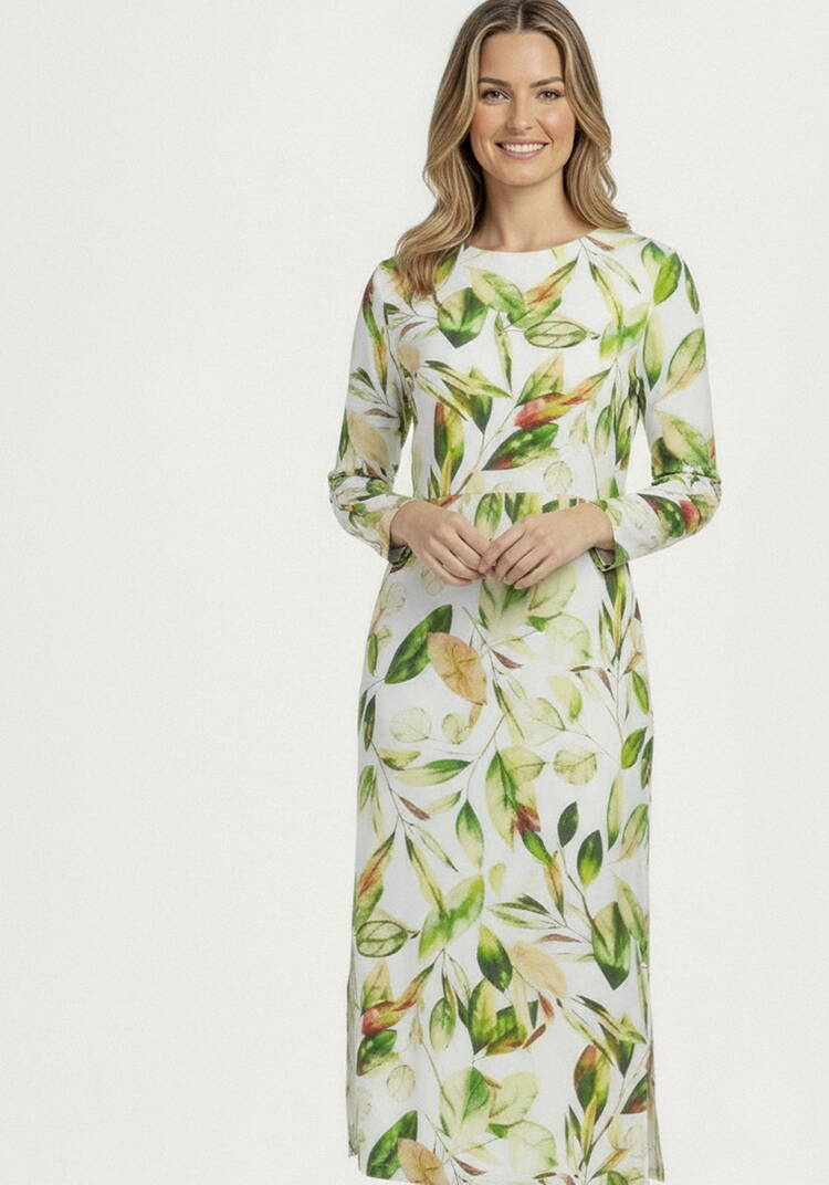 Платье прямого кроя изо льна с принтом шир.  750, рис. 6