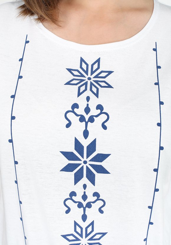 Блуза с принтом по груди шир.  580, рис. 4