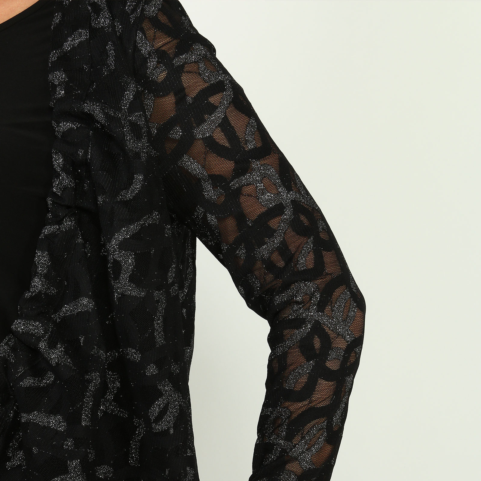 Блуза с эффектом двойки и завязками Elletto Life, размер 48, цвет черно-золотистый - фото 9