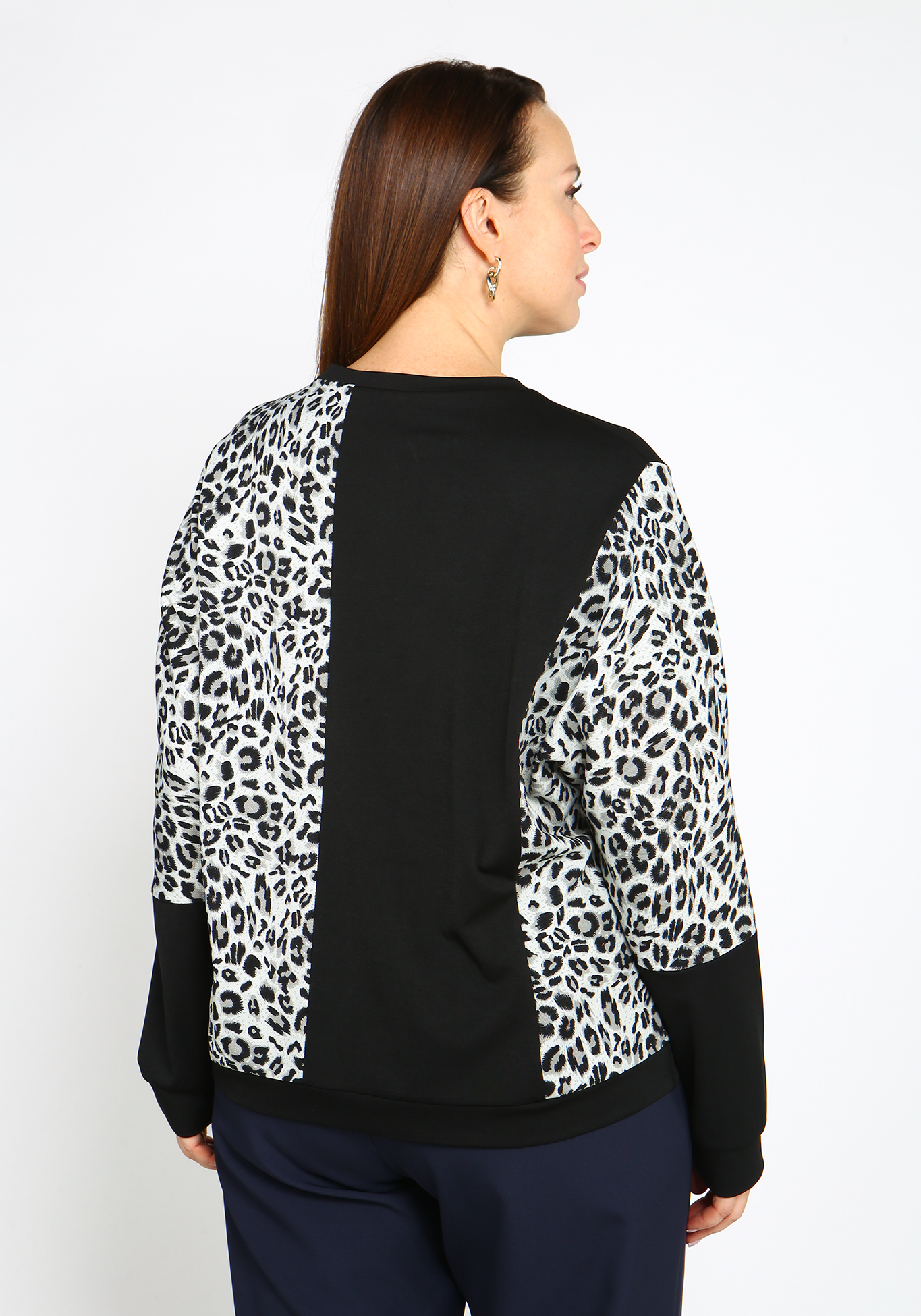 Блуза трикотажная с леопардовым принтом Elletto Life, размер 48, цвет коричневый - фото 6