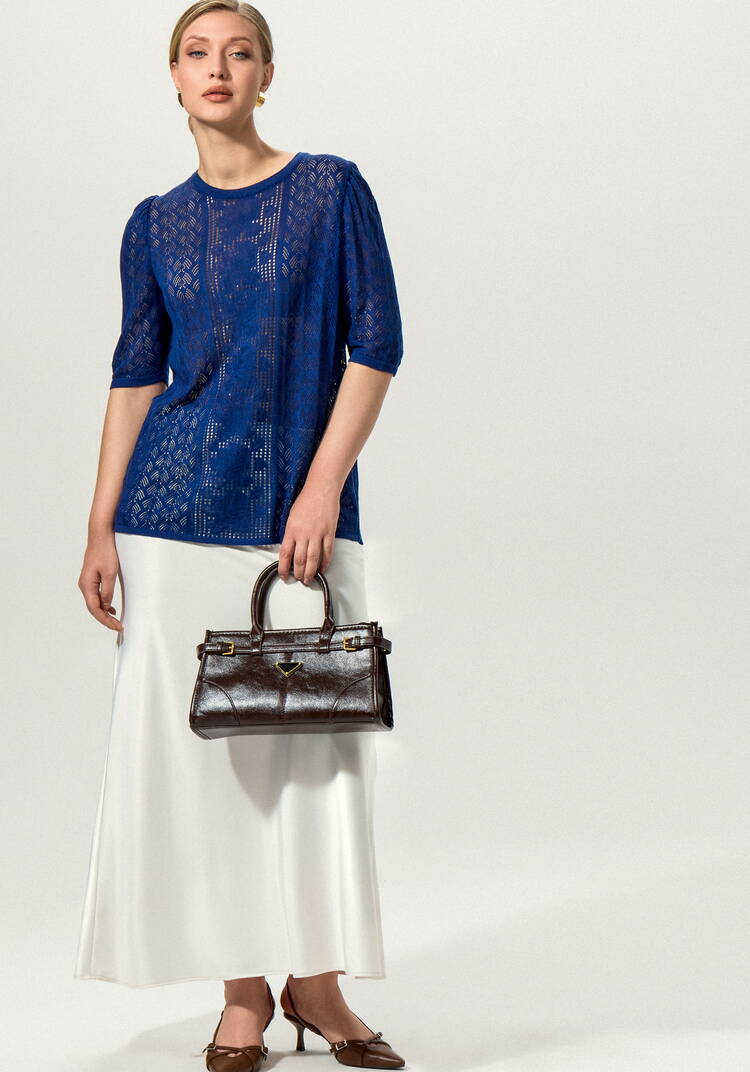 Джемпер с ажурным рисунком и защипами шир.  750, рис. 30