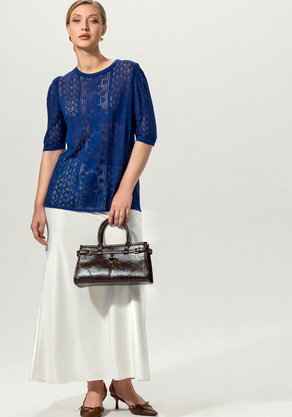 Джемпер с ажурным рисунком и защипами шир.  580, рис. 30