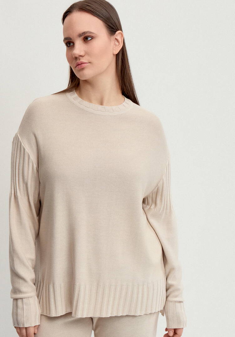 Джемпер женский со структурными полосами шир.  750, рис. 4