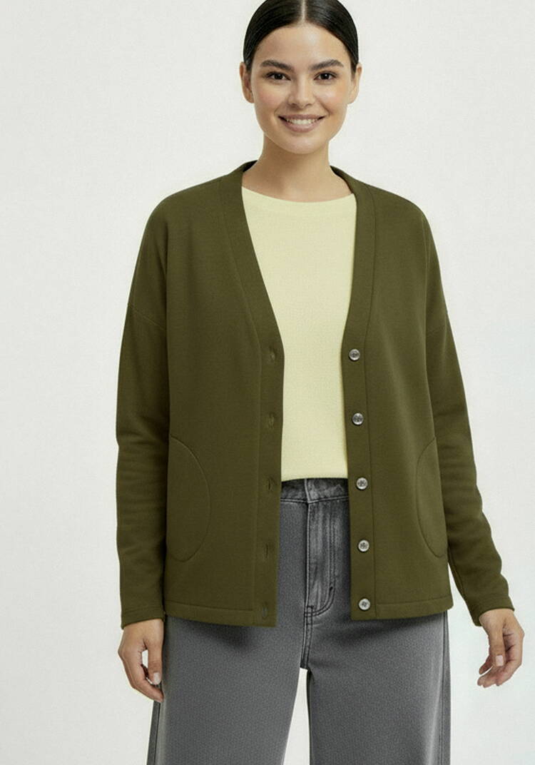 Кардиган на пуговицах утепленный шир.  750, рис. 41