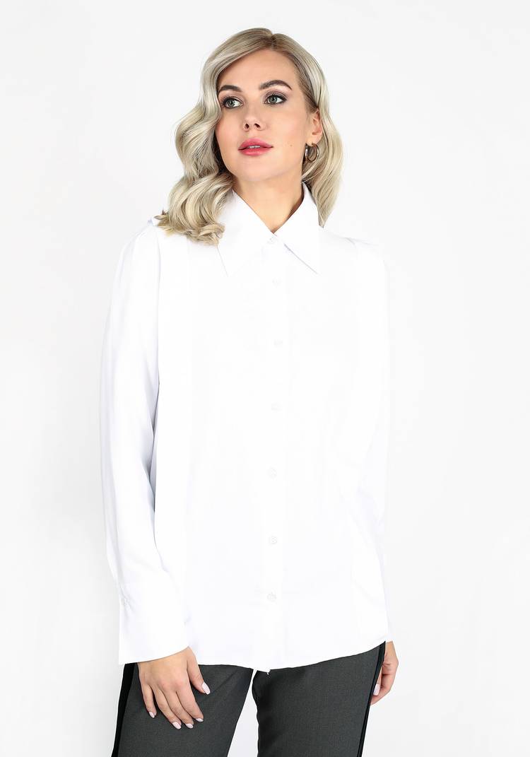 Блуза на пуговицах с высокими манжетами шир.  750, рис. 2
