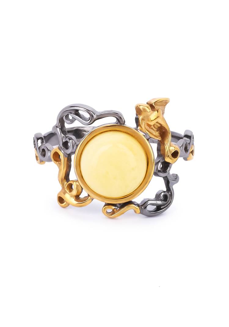 Кольцо серебряное Янтарный восторг шир.  750, рис. 4