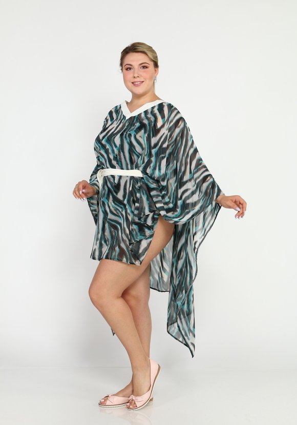 Накидка с принтом и поясом шир.  580, рис. 2