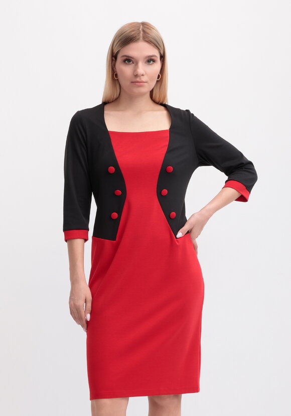 Платье классическое комбинированное из джерси шир.  580, рис. 7